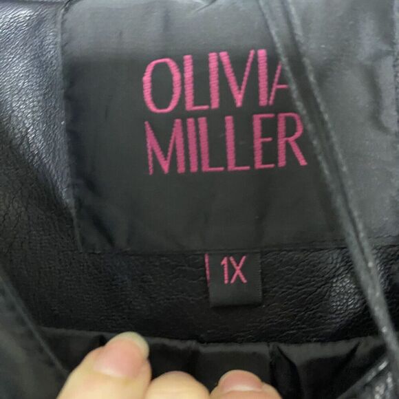 Olivia Miller Faux Leather Zip Up Moto Biker Jacket Medium Black Size 1X Junior - Picture 5 of 8